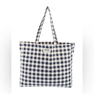 Sézane black and white checkered cotton tote bag